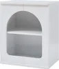 A white nightstand with an arched opening and a shelf. Podgląd zdjęcia produktu