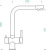 A technical drawing of a kitchen faucet with dimensions indicated. Podgląd zdjęcia produktu