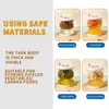 Collage of four images showing different pickled foods in clear jars with white lids, set against a light background. Text overlays describe the contents and features. Náhľad obrázku produktu