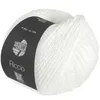 A ball of white yarn with a black label. Produktbild-Vorschau