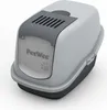 A light gray and dark gray covered litter box with a flap door and ventilation slots on top. Produktbild-Vorschau