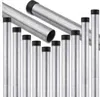 A collection of galvanized metal posts with black caps, arranged in a diagonal and vertical formation against a white background. Produktbild-Vorschau