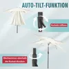 Diagram showing how to operate an auto-tilt function on a patio umbrella. Produktbild-Vorschau