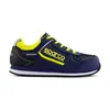 A side view of a blue and yellow Sparco safety shoe against a white background. Produktbild-Vorschau