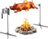 A whole roasted pig on a rotisserie grill over a campfire. Voir les images du produit