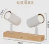 A product shot of a double spotlight lamp with dimensions indicated. Náhľad obrázku produktu