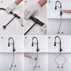 A series of six images showing the installation steps of a kitchen faucet. Podgląd zdjęcia produktu