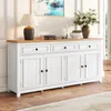 A white sideboard with a wooden top, decorated with a lamp, books, candles, and a vase of flowers. Anteprima dell’immagine prodotto