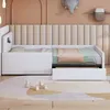 MODFU Lit simple 90 x 200 cm - Avec tiroir et port USB - Voir les images du produit 5