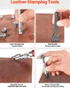 A collage of four images showing different leather stamping tools in use. Náhľad obrázku produktu