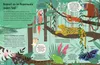 An illustration of a rainforest scene with various animals and plants, and text boxes explaining aspects of the rainforest. Voir les images du produit