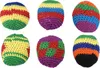 Six colorful crocheted balls arranged in two rows of three against a white background. Voir les images du produit