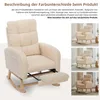 A beige rocking chair with a footrest extended, shown in a room setting with other chairs in smaller inset images. Voir les images du produit