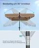 An illustration showing a patio umbrella tilting mechanism with text and diagrams. Produktbild-Vorschau