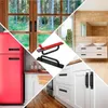 A collage of images showing different applications of cabinet and drawer handles, including a kitchen, bathroom, and windows. Produktbild-Vorschau