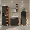 A modern bathroom vanity set with a sink, mirror, and storage cabinets. Anteprima dell’immagine prodotto