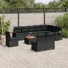 vidaXL 11-tlg. Garten-Sofagarnitur mit Kissen Schwarz Poly Produktbild-Vorschau 2