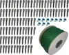 A collection of garden stakes, wire connectors, and a spool of green wire. Voir les images du produit