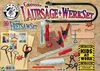 A collection of tools and accessories for a fretsaw set, laid out on a wooden surface. Produktbild-Vorschau