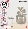 A product image featuring two potted plants, one in a decorative gold pot and another in a white pot, with various marketing icons on the left side. Produktbild-Vorschau
