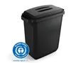 A black trash can lid with an environmental certification logo. Voir les images du produit