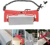 A collage of images showing a red stone clamp, a curbstone, a clamp lifting a round object, and a brick wall construction. Podgląd zdjęcia produktu