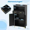 A diagram showing the dimensions of a black cabinet with gold accents. Anteprima dell’immagine prodotto