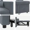 A collage of four close-up images showing different aspects of a dark gray sofa bed. Anteprima dell’immagine prodotto