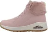 A side view of a pink Skechers sneaker boot with faux fur trim. Produktbild-Vorschau