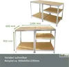 Two shelving units are shown, one above the other, with dimensions indicated. The bottom image shows a configuration of two units side-by-side. Produktbild-Vorschau