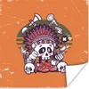 MuchoWow® Poster Schädel - Indianerkopf - Retro 100x100 cm Produktbild-Vorschau 1