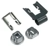 Various metal hardware components are laid out on a white background. Produktbild-Vorschau