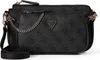 A black Guess handbag with a repeating logo pattern is shown against a white background. Anteprima dell’immagine prodotto