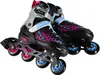 A pair of black inline skates with pink and blue accents, displayed on a white background. Produktbild-Vorschau