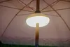 Close-up view of a light fixture attached to a patio umbrella pole. Produktbild-Vorschau