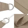 A collage of close-up images showing the details of a taupe-colored sun sail, including D-rings and stitching. Produktbild-Vorschau