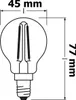 A line drawing of an LED light bulb with dimensions indicated. Náhľad obrázku produktu