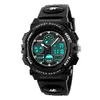 A black digital sports watch with a black strap, shown from the front against a white background. Produktbild-Vorschau