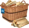 A wicker basket filled with firewood, with a few pieces of firewood stacked in front of it. Voir les images du produit