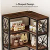 A close-up view of a corner bookshelf filled with various items. Anteprima dell’immagine prodotto