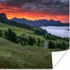 MuchoWow® Poster Gras - Berge - Abend 100x100 cm - Produktbild-Vorschau 1