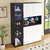 Merax Hochschrank mit LED-Leuchten, Vitrine mit Produktbild-Vorschau 8