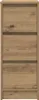 A front view of a tall, narrow wooden cabinet with three doors. Produktbild-Vorschau
