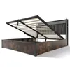 A bed frame with the mattress support lifted to reveal storage space underneath. Voir les images du produit