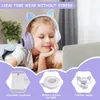 A young girl wearing cat-ear headphones, looking at a laptop. Produktbild-Vorschau