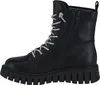 A black lace-up boot with silver laces and a thick sole, shown from the side. Anteprima dell’immagine prodotto