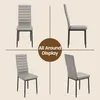 A collage of four images showing a gray dining chair from different angles. Produktbild-Vorschau