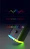 A close-up of a black microphone with colorful LED lighting effects and visualizers. Produktbild-Vorschau