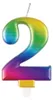 Dekorative Kerzenzahl 2 in leuchtenden Regenbogenfarben für Produktbild-Vorschau 1