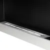 A close-up view of a modern bioethanol fireplace burner with a brushed stainless steel finish. Podgląd zdjęcia produktu
